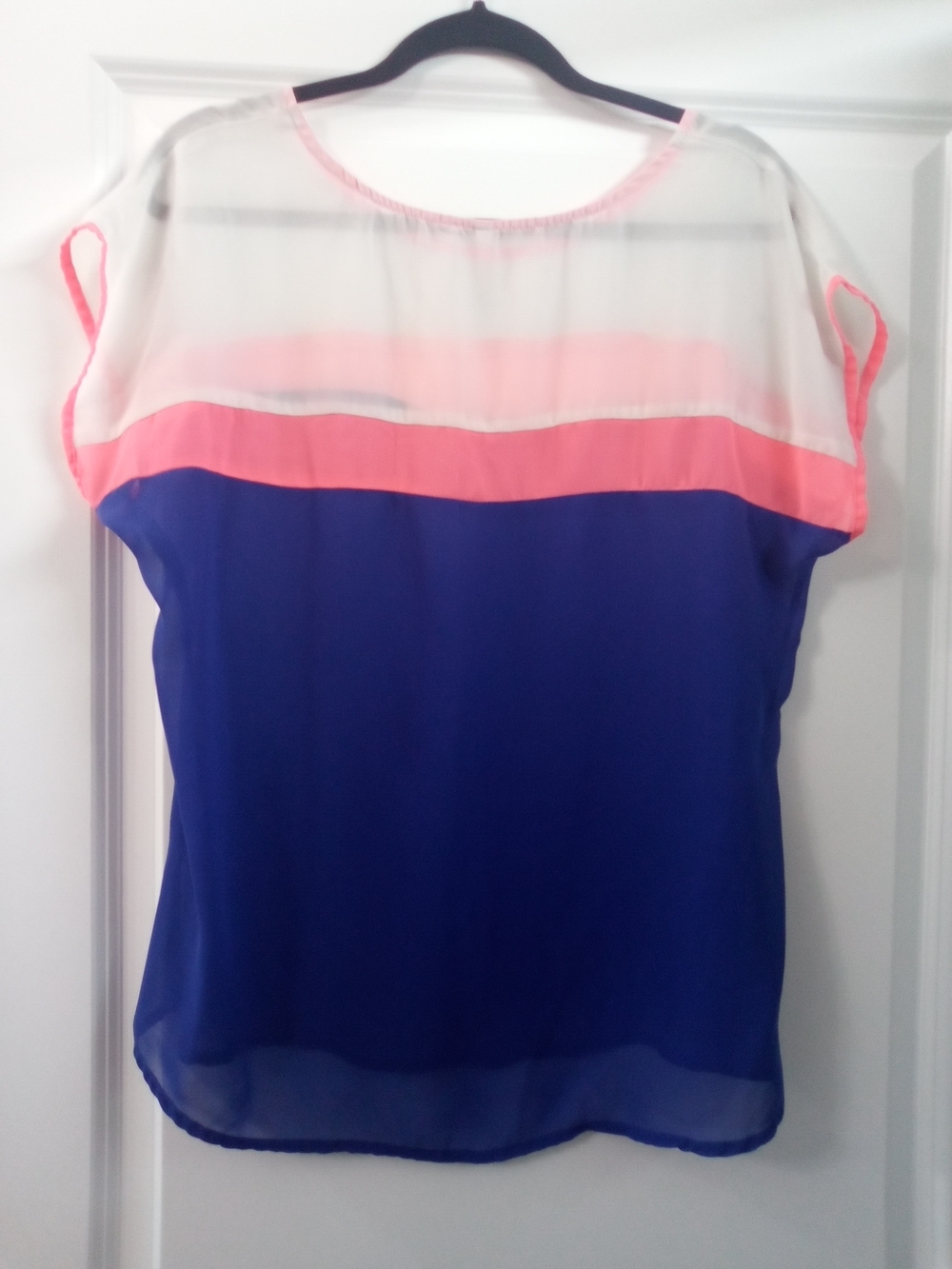 Glam Dollz 2010s Colorblock Corporate Casual Twee Sheer Flowy Blouse Size Large - Picture 8 of 8